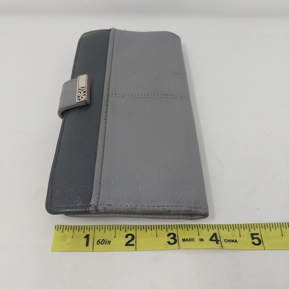 Brighton Barbados Large Pocket Wallet Grey Two Tone Pebbled Leather Bifold - Picture 9 of 10
